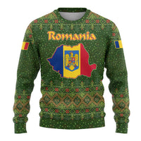 Romania Christmas Ugly Christmas Sweater with Map Tricolor Flag Golden Eagle and Santa Motif - Wonder Print Shop