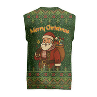 Romania Christmas Knitted V-Neck Vest with Map Tricolor Flag Golden Eagle and Santa Motif - Wonder Print Shop