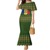 Romania Christmas Mermaid Dress with Map Tricolor Flag Golden Eagle and Santa Motif - Wonder Print Shop