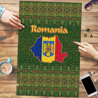 Romania Christmas Puzzle with Map Tricolor Flag Golden Eagle and Santa Motif - Wonder Print Shop