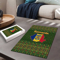 Romania Christmas Puzzle with Map Tricolor Flag Golden Eagle and Santa Motif - Wonder Print Shop