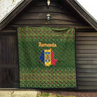 Romania Christmas Quilt with Map Tricolor Flag Golden Eagle and Santa Motif - Wonder Print Shop
