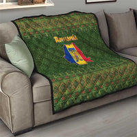 Romania Christmas Quilt with Map Tricolor Flag Golden Eagle and Santa Motif - Wonder Print Shop