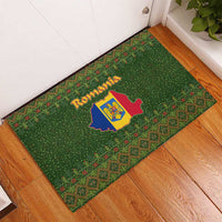 Romania Christmas Rubber Doormat with Map Tricolor Flag Golden Eagle and Santa Motif - Wonder Print Shop