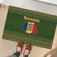 Romania Christmas Rubber Doormat with Map Tricolor Flag Golden Eagle and Santa Motif - Wonder Print Shop