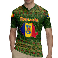 Romania Christmas Rugby Jersey with Map Tricolor Flag Golden Eagle and Santa Motif - Wonder Print Shop