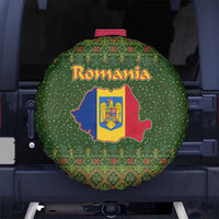 Romania Christmas Spare Tire Cover with Map Tricolor Flag Golden Eagle and Santa Motif - Wonder Print Shop