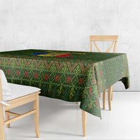 Romania Christmas Tablecloth with Map Tricolor Flag Golden Eagle and Santa Motif - Wonder Print Shop
