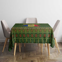 Romania Christmas Tablecloth with Map Tricolor Flag Golden Eagle and Santa Motif - Wonder Print Shop