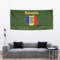 Romania Christmas Tapestry with Map Tricolor Flag Golden Eagle and Santa Motif - Wonder Print Shop