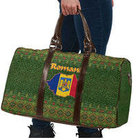 Romania Christmas Travel Bag with Map Tricolor Flag Golden Eagle and Santa Motif - Wonder Print Shop