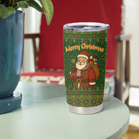 Romania Christmas Tumbler Cup with Map Tricolor Flag Golden Eagle and Santa Motif - Wonder Print Shop