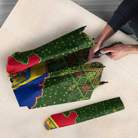 Romania Christmas Umbrella with Map Tricolor Flag Golden Eagle and Santa Motif - Wonder Print Shop
