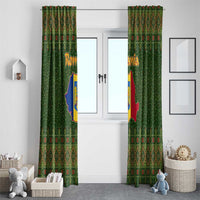 Romania Christmas Window Curtain with Map Tricolor Flag Golden Eagle and Santa Motif - Wonder Print Shop