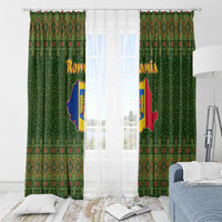 Romania Christmas Window Curtain with Map Tricolor Flag Golden Eagle and Santa Motif - Wonder Print Shop