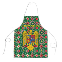 Romania Christmas Apron with Green and Red Pattern Golden Eagle and Santa Motif - Wonder Print Shop