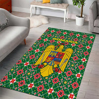 Romania Christmas Area Rug with Green and Red Pattern Golden Eagle and Santa Motif - Wonder Print Shop