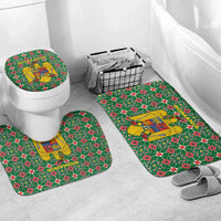 Romania Christmas Bathroom Set with Green and Red Pattern Golden Eagle and Santa Motif - Wonder Print Shop