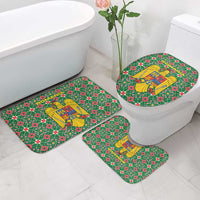Romania Christmas Bathroom Set with Green and Red Pattern Golden Eagle and Santa Motif - Wonder Print Shop