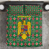 Romania Christmas Bedding Set with Green and Red Pattern Golden Eagle and Santa Motif - Wonder Print Shop