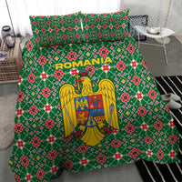 Romania Christmas Bedding Set with Green and Red Pattern Golden Eagle and Santa Motif - Wonder Print Shop