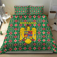 Romania Christmas Bedding Set with Green and Red Pattern Golden Eagle and Santa Motif - Wonder Print Shop