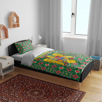 Romania Christmas Bedding Set with Green and Red Pattern Golden Eagle and Santa Motif - Wonder Print Shop
