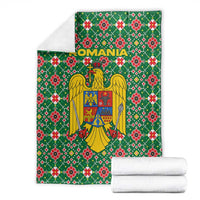 Romania Christmas Blanket with Green and Red Pattern Golden Eagle and Santa Motif - Wonder Print Shop