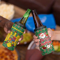 Romania Christmas 4 in 1 Can Cooler Tumbler with Green and Red Pattern Golden Eagle and Santa Motif - Wonder Print Shop