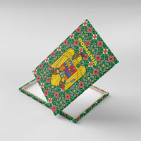 Romania Christmas Canvas Wall Art with Green and Red Pattern Golden Eagle and Santa Motif - Wonder Print Shop