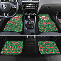 Romania Christmas Car Mats with Green and Red Pattern Golden Eagle and Santa Motif - Wonder Print Shop