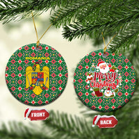 Romania Christmas Ceramic Ornament with Green and Red Pattern Golden Eagle and Santa Motif - Wonder Print Shop