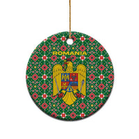 Romania Christmas Ceramic Ornament with Green and Red Pattern Golden Eagle and Santa Motif - Wonder Print Shop