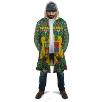 Romania Christmas Cloak with Green and Red Pattern Golden Eagle and Santa Motif - Wonder Print Shop