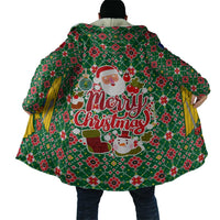 Romania Christmas Cloak with Green and Red Pattern Golden Eagle and Santa Motif - Wonder Print Shop
