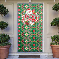 Romania Christmas Door Cover with Green and Red Pattern Golden Eagle and Santa Motif - Wonder Print Shop