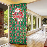 Romania Christmas Door Cover with Green and Red Pattern Golden Eagle and Santa Motif - Wonder Print Shop