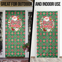 Romania Christmas Door Cover with Green and Red Pattern Golden Eagle and Santa Motif - Wonder Print Shop