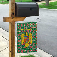 Romania Christmas Garden Flag with Green and Red Pattern Golden Eagle and Santa Motif - Wonder Print Shop