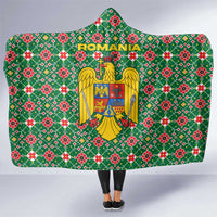 Romania Christmas Hooded Blanket with Green and Red Pattern Golden Eagle and Santa Motif - Wonder Print Shop