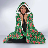 Romania Christmas Hooded Blanket with Green and Red Pattern Golden Eagle and Santa Motif - Wonder Print Shop