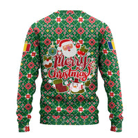 Romania Christmas Ugly Christmas Sweater with Green and Red Pattern Golden Eagle and Santa Motif - Wonder Print Shop