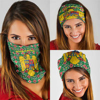 Romania Christmas Neck Gaiter with Green and Red Pattern Golden Eagle and Santa Motif - Wonder Print Shop