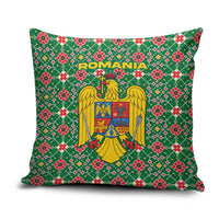 Romania Christmas Pillow Cover with Green and Red Pattern Golden Eagle and Santa Motif - Wonder Print Shop