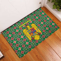 Romania Christmas Rubber Doormat with Green and Red Pattern Golden Eagle and Santa Motif - Wonder Print Shop