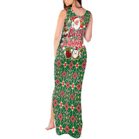 Romania Christmas Tank Maxi Dress with Green and Red Pattern Golden Eagle and Santa Motif - Wonder Print Shop