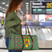 Romania Christmas Travel Bag with Green and Red Pattern Golden Eagle and Santa Motif - Wonder Print Shop