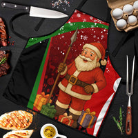 Kenya Christmas Apron with Santa Claus Spear and Red Green Harambee Crest - Wonder Print Shop