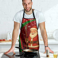 Kenya Christmas Apron with Santa Claus Spear and Red Green Harambee Crest - Wonder Print Shop