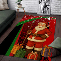 Kenya Christmas Area Rug with Santa Claus Spear and Red Green Harambee Crest - Wonder Print Shop
